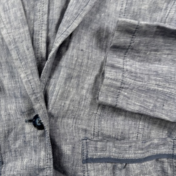Calson Linen Blazer Womens S Blue Long Sleeve One Button Jacket Coastal Resort - Picture 5 of 12